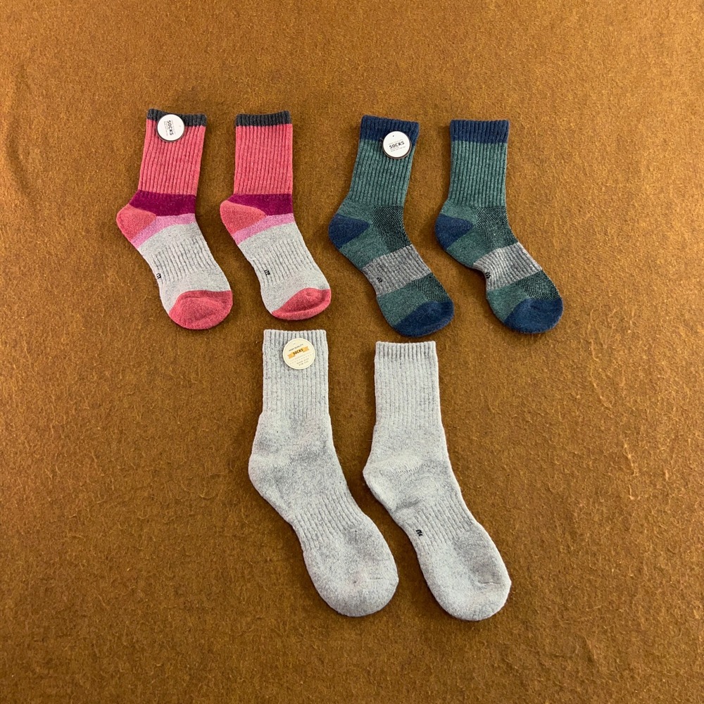 Unbranded Unisex OS Multi Colorblock Ribbed Knit Crew Socks 3 Pair Pack NWT